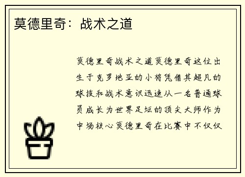莫德里奇:战术之道 莫德里奇:战术之道