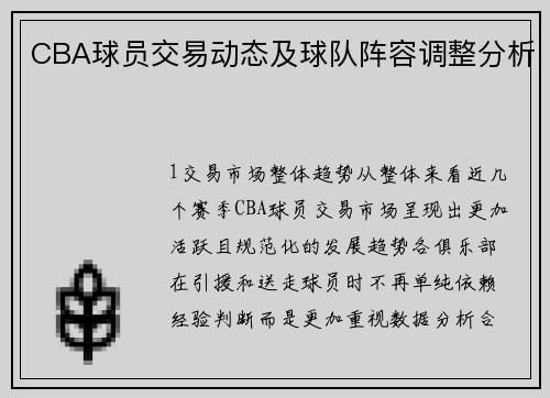CBA球员交易动态及球队阵容调整分析